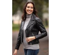 Brampton London Women's Real Leather Biker Jacket in Black | Size: 18 Brampton London Black 18