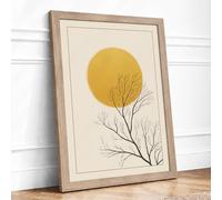 Branch Beneath the Sun Botanical Framed Wall Art Print A1 (84.1×59.4cm) Oak, Wall Decor for Living Room, Bedroom, Office & Home, Ready to Hang, Art Gift