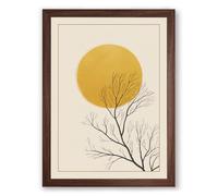 Branch Beneath the Sun Botanical Framed Wall Art Print A4 (29.7×21cm) Walnut, Wall Decor for Living Room, Bedroom, Office & Home, Ready to Hang, Art Gift