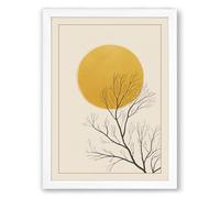 Branch Beneath the Sun Botanical Framed Wall Art Print A4 (29.7×21cm) White, Wall Decor for Living Room, Bedroom, Office & Home, Ready to Hang, Art Gift