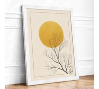 Branch Beneath the Sun Botanical Framed Wall Art Print A4 White