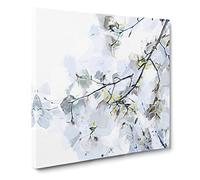 Branch of a White Magnolia Tree Canvas Print | Gallery Wrapped 30mm Frame Wall Art | 20x20 inches | Ready to Hang | Abstract Floral Picture | Living Room Bedroom Lounge Office
