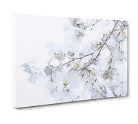 Branch Of A White Magnolia Tree Canvas Print | Gallery Wrapped 30mm Frame Wall Art | 30x20 inches | Ready to Hang | Modern Floral Picture | Living Room Bedroom Lounge Office