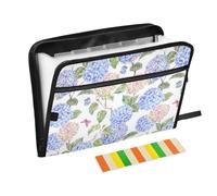 Branch of Blooming Hydrangeas Butterflies Expanding File Folder A4,13 Pockets File Organiser, Paperwork A4 Plastic Wallet Document Storage Expander for School,Office and Home