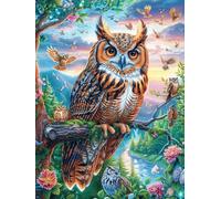 Branch Owl 300 Pc DIY Jigsaw Puzzle Animal Plant Fairy Tale Puzzles for Adults Teens Hard Challenging Team Building Stress Reducing Autumn Rigid Cardboard 300 PCS