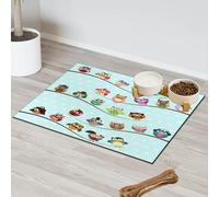 Branch Owls Pet Feeding Mat for Cat Dog Water Bowl Food Mats Cute Owls Pet Feeding Mats Absorbent Nti-Slip Contain Spills Protects Floors Placemat 60.9 x 81.2 cm