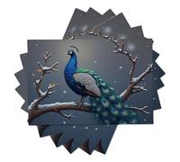 Branch Peacock Placemats Set Of 2 Realistic Animals Cotton Linen Placemats Non-Slip Heat Resistant Washable Table Mats For Kitchen Dining Table Decor 45X30Cm