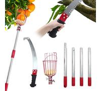 Branch Saw 1.6m with 4Set Handle,Telescopic,Adjustable Length 3-in-1 Hand Saw Telescopic Pole,and Fruit Picker for Branch Cutting and Fruit Grabber