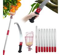 Branch Saw with Handle 3.2m,Telescopic,Adjustable Length 3-in-1 Hand Saw Telescopic Pole,and Fruit Picker for Cutting High Branches and Fruit Grabber,Garden Tool Set