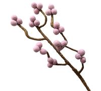 Branch with Pink Berries Made of Felt with Flexible Stem, Approx. 30 cm, Handmade Decorative Flowers for Vase, Fair Trade, Sustainable Felt Decoration, Realistic Artificial Flowers, Artificial Fabric