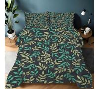 Branches and Berries Double Duvet 10.5 Tog, Retro Forest Style Microfiber Bedding Set, 1 Quilt 200x200cm and 2 Pillowcases 50x75cm, All Year Round Comforter for Cozy Nights B1497
