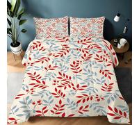 Branches and Berries Double Duvet 10.5 Tog, Retro Style Microfiber Bedding Set, 1 Quilt 200x200cm and 2 Pillowcases 50x75cm, All Year Round Comforter for Cozy Nights B1311
