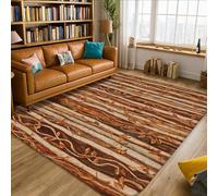 Branches Area Rug, Natural Rustic Leaves Bark Fall Brown Low Pile Foam Soft Rectangle Carpet Stain Resistant Rugs for Living Room Bedroom Under Bed Apartment Decor 5' X 7'