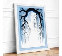 Branches Framing Light Minimalist Framed Wall Art Print A2 White | Ready to Hang, Premium Gi Paper, Fade-Resistant Inks, Securely Packaged, UK Made