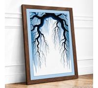 Branches Framing Light Minimalist Framed Wall Art Print A3 Walnut | Ready to Hang, Premium Gi Paper, Fade-Resistant Inks, Securely Packaged, UK Made