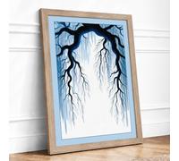 Branches Framing Light Minimalist Framed Wall Art Print A4 Oak | Ready to Hang, Premium Gi Paper, Fade-Resistant Inks, Securely Packaged, UK Made