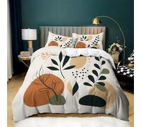 Branches Leaves Duvet Cover Sets Yellow Green Super King Bedding Set with Zipper Closure, Soft Microfiber Quilt Cover with 2 Pillowcases 50x75cm QE2742