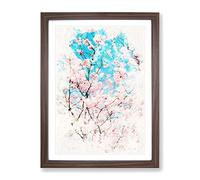 Branches Of A Cherry Blossom Watercolour Modern Framed Wall Art Print, Ready to Hang Picture for Living Room Bedroom Home Office Décor, Walnut A2 (64 x 46 cm)