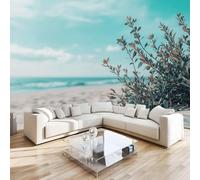Branches Plants Wall Mural 3D Effect Beach Seaside Non-Woven Self-Adhesive Wallpaper Living Room Bedroom Home Decor TV Background Large Art Wall Painting 300x230 cm