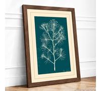Branching Form in White Botanical Framed Wall Art Print A4 Walnut | Ready to Hang, Premium Gi Paper, Fade-Resistant Inks, Securely Packaged, UK Made