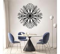 Branching nature motif: Tree with Exposed Roots, Metal Wall Sculpture | “Tree with Exposed Roots” is shaped in metal to add a symbolic focal point in the living room within a modern home setting.