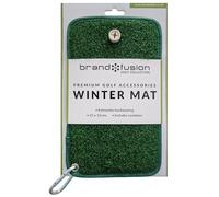 Brand Fusion Golf Winter Mat - Compact 25 x 15 cm Practice Mat with Carabiner Clip & Rubber Tee Insert - Durable, Natural Turf Look for Winter Golf Practice (Tee Not Included)