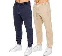 BRAND KRUZE 2 Pack Mens Joggers Regular Fit Casual Cotton Fleece Lined Soft Warm Sweatpants Tracksuit Elasticated Waist Bottoms KZJG156 Jogger STN+NVY XXL Stone/Navy