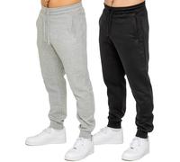 BRAND KRUZE 2 Pack Mens Joggers Regular Fit Casual Cotton Fleece Lined Soft Warm Sweatpants Tracksuit Elasticated Waist Bottoms KZJG156 Jogger Gry+BLK XL