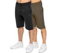BRAND KRUZE 2 Pack Mens Shorts Regular Fit Casual Fleece Lined Soft Cotton Summer Lounge Short Half Pants with Pockets KZS158 Short KHK+BLK S