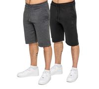 BRAND KRUZE 2 Pack Mens Shorts Regular Fit Casual Fleece Lined Soft Cotton Summer Lounge Short Half Pants with Pockets KZS158 Short CHR+BLK S