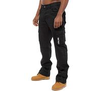 BRAND KRUZE Mens Cargo Combat Denim Jeans KZ103 Work Trousers Pants All Waist Sizes BLK 40 R