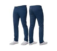 BRAND KRUZE Mens Stretch Slim Fit Chino Trousers Casual Work Jeans Pants KZ104 Blue 32W / 34L