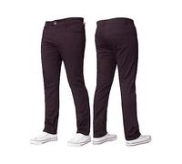 BRAND KRUZE Mens Stretch Slim Fit Chino Trousers Casual Work Jeans Pants KZ104 Burgundy 40W / 32L