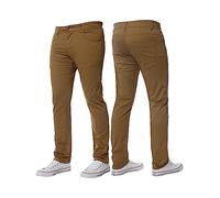 BRAND KRUZE Mens Stretch Slim Fit Chino Trousers Casual Work Jeans Pants KZ104 TAN 32W / 34L