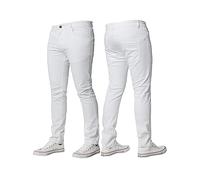 BRAND KRUZE Mens Stretch Slim Fit Chino Trousers Casual Work Jeans Pants KZ104 White 32W / 34L