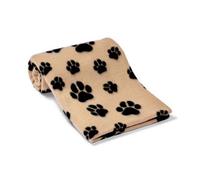Brand Lab Paw Print Polar Fleece Dog Blanket Light Brown (100Cm X 80Cm)