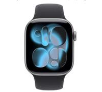 Apple Watch Series 11, 42mm, Jet Black Aluminium Case, GPS [2025] - Black Sport Band - S/M, Black