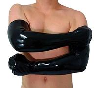 Brand New Black Latex Rubber Gummi Long Mittens HOT (one Size)