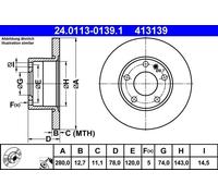 ATE 24.0113-0139.1 Brake disc