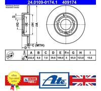 ATE Brake Disc 1JE615601 (24.0109-0174.1) – Fits VW Polo 95-01 – Genuine