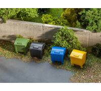 Brand New Faller Scale H0 1:87, 4 Trash Bins In 4 Colors, Item: 180343