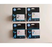 Brand New Genuine HP 712 Black, Cyan, Magenta, Yellow Ink Cartridges- 09/2027