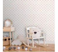 BRAND NEW RASCH WALLPAPER BABY PINK AND WHITE POLKA DOT PAINTED SPOT