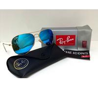 Brand New Ray-Ban Sunglasses-Aviator RB3025 112/17-Gold Frame/Blue Mirror lens