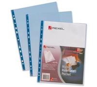 Brand New. Rexel Nyrex Pocket Reinforced Blue Strip Top-opening A4 Clear Ref 12233 [Pack of 25]