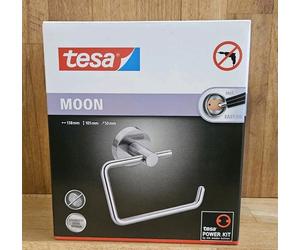 Brand New- tesa MOON "Stainless" Toilet Roll Holder "Easy On Adhesive" No Drill
