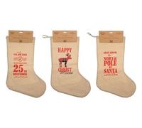 Brand new Traditional Hessian Style Large Christmas Gift Stocking 3 Designs (Natural, Happy ChristMoose)