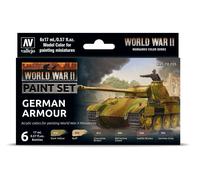 Brand New Vallejo Color Set, German Armor, WWII, 6x17ml Article 70.205