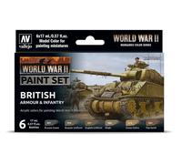 Vallejo VAL70204 AV Model Color Set-WWII British Armour&Infantry, 17 ml (Pack of 6)