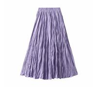 Brand Pleated Elastic High Waist Maxi Skirt Retro Crinkle Midi Skirt Elegant Summer Casual Slimming Bodycon Solid Color Evening Special Occasion Holiday